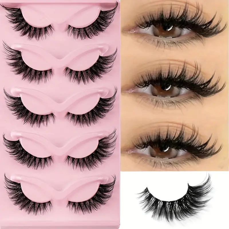5 pairs Classic Cat eye Style Faux mink lashes