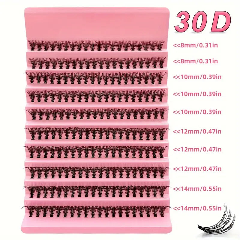 Glamlash 200 Cluster Lashes - 30D (Only Lashes)