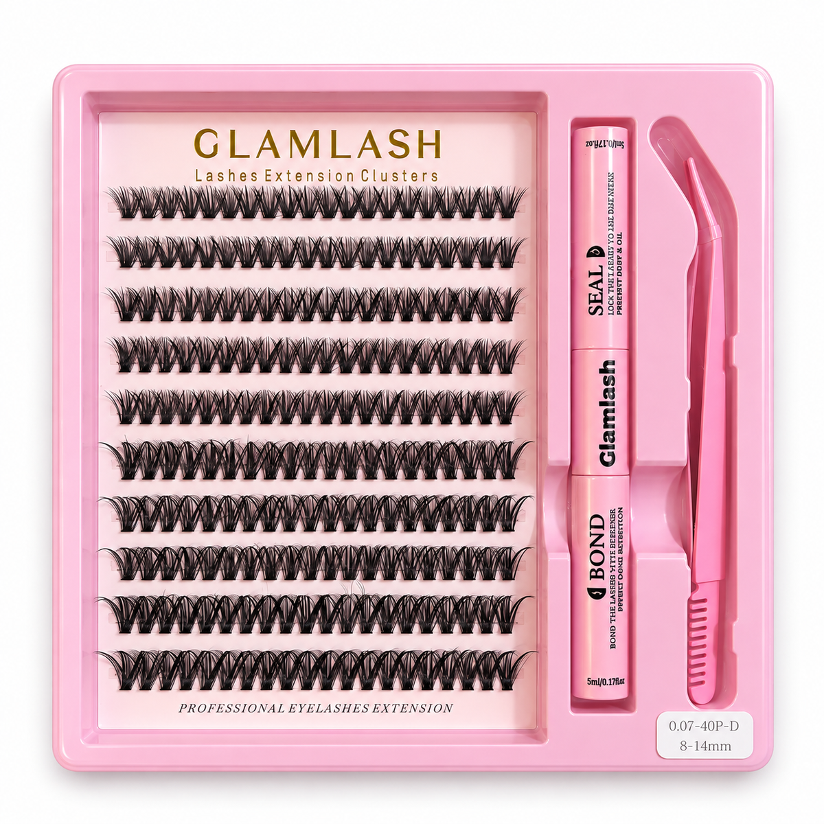 Glamlash Pro Cluster Extension Kit - 40D Lash Bond & Seal Included