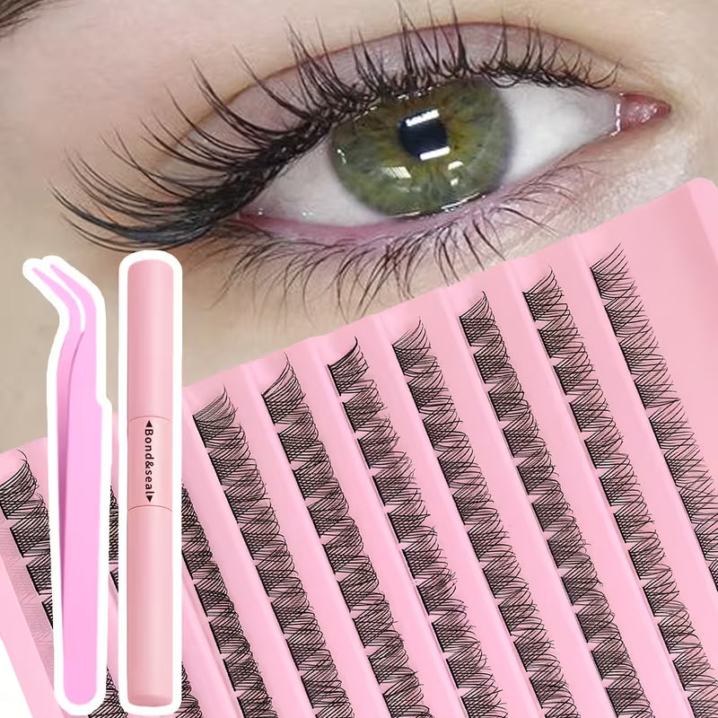 Natural Wispy Cluster Complete Application Kit (D Curl | 8–12mm) W01 Lash Bond & Seal Included