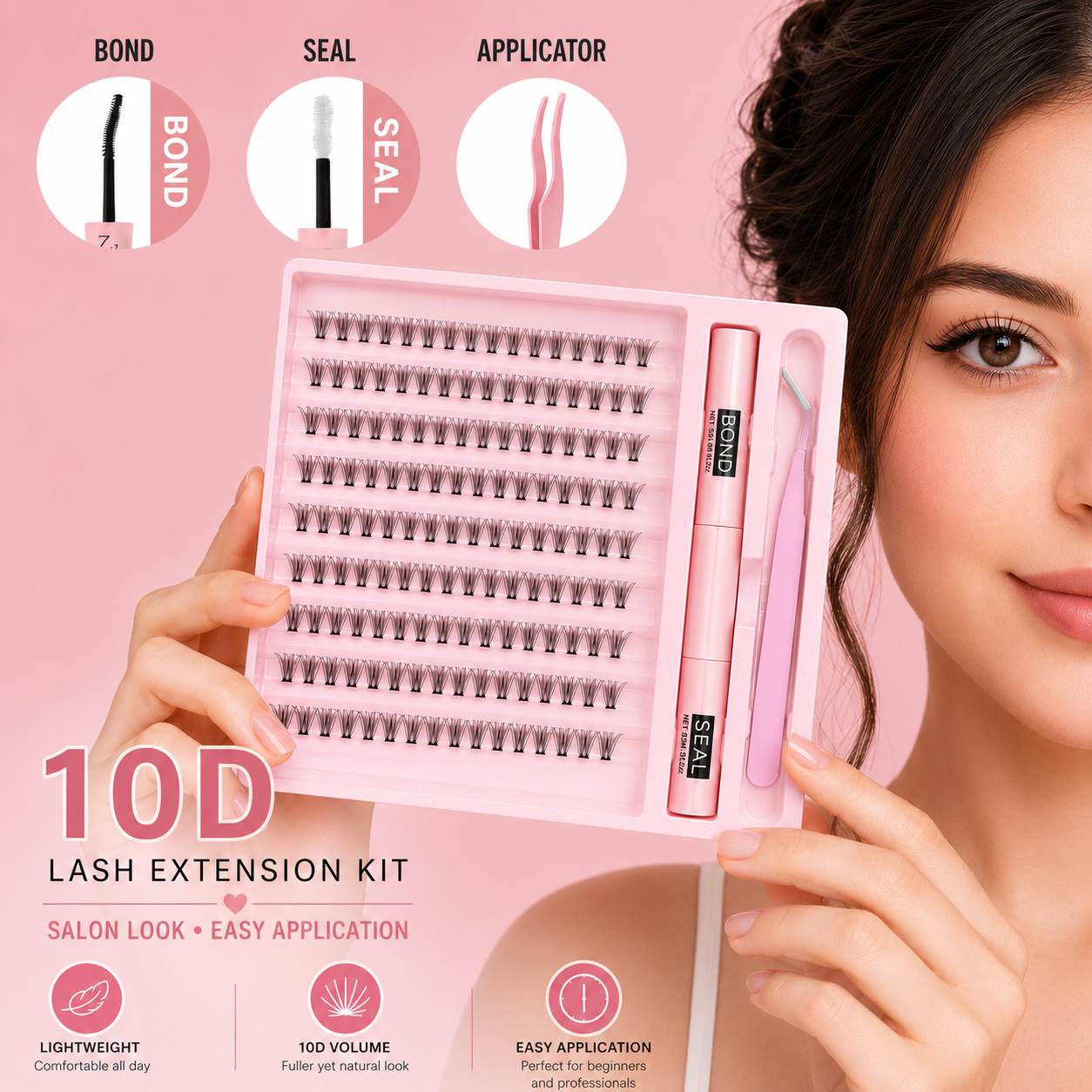 10D Faux Mink Cluster Lash Kit – C Curl (8–14mm)