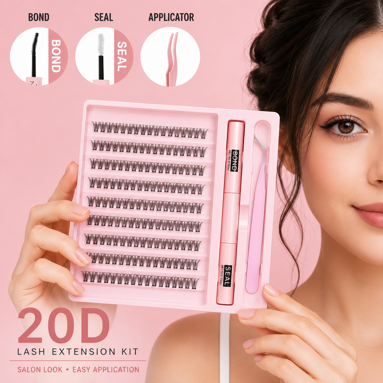 20D Faux Mink Cluster Lash Kit – C Curl (8–14mm)