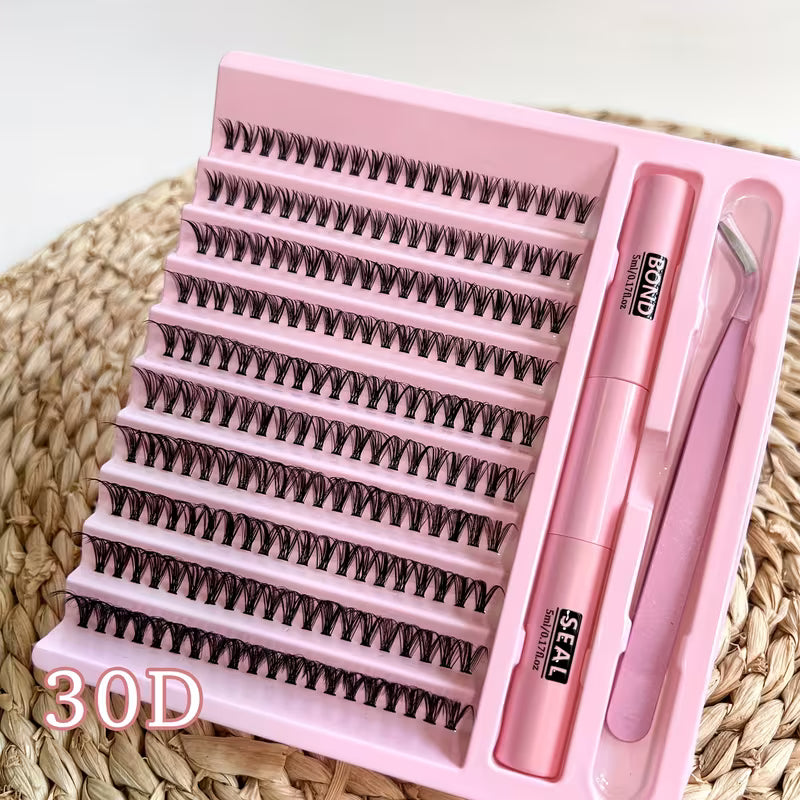 30D Faux Mink Cluster Lash Kit – C Curl (8–14mm)