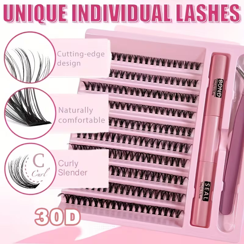 30D Faux Mink Cluster Lash Kit – C Curl (8–14mm)